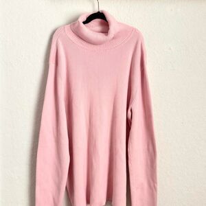 Lauren Ralph Lauren Pink Ribbed Turtleneck Sweater Cotton Sz xl